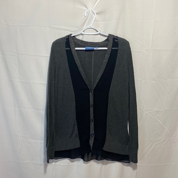 Simply Vera Wang Grey Sparkle Cardigan Sweater Size Large - Picture 1 of 5